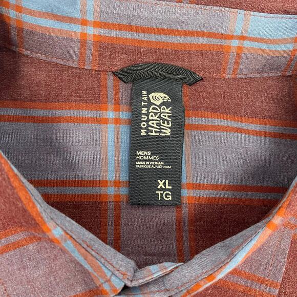 Mountain Hardwear XL Red Blue Plaid Long Sleeve Button Up Shirt - Picture 2 of 4